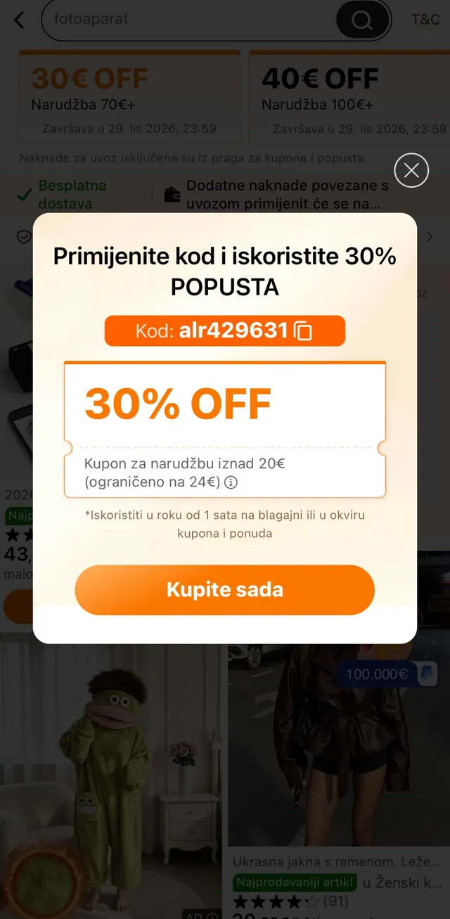 Temu aplikacija s kodom alr429631